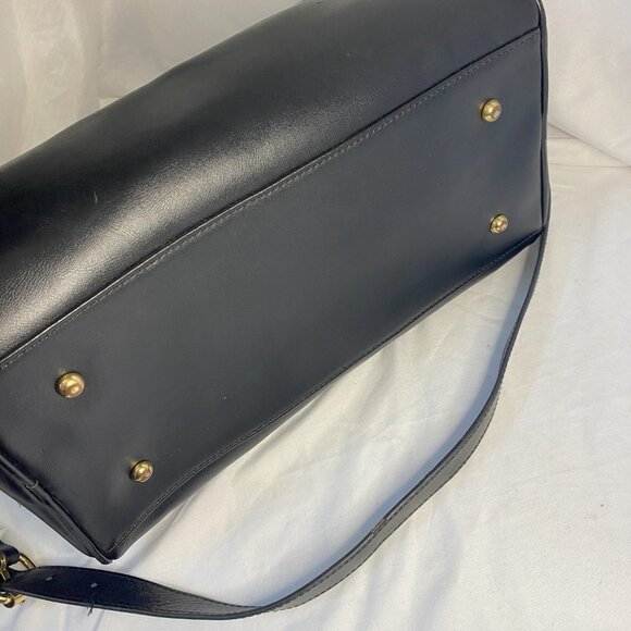 Cuore & Pelle Black Celeste Satchel Leather w/Crossbody Strap and Double Handles - Picture 3 of 10